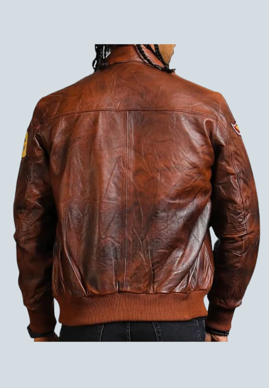 Tecumseh Brown Leather Bomber Jacket